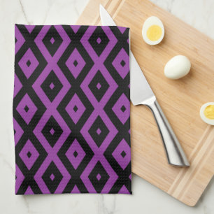 Purple and black diamond pattern kitchen towel