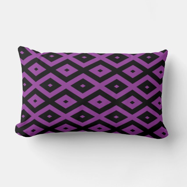 Purple and black diamond pattern lumbar pillow (Front)