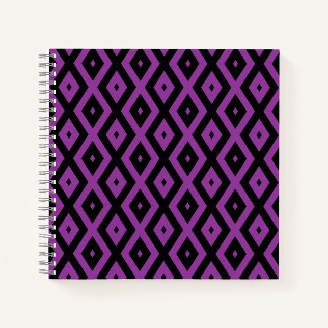 Purple and black diamond pattern notebook (Front)