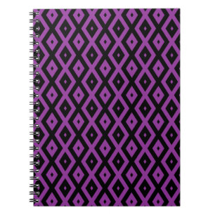 Purple and black diamond pattern notebook