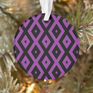 Purple and black diamond pattern ornament