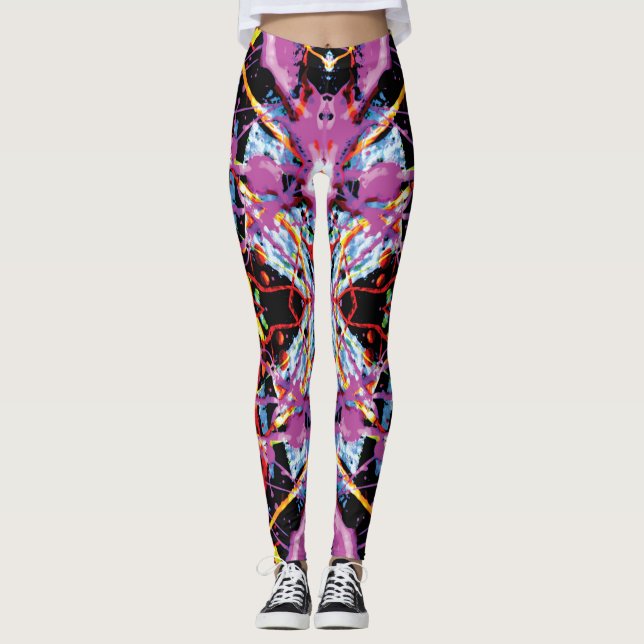 Purple and Black Ethereal Convulsion Splatter Leggings (Front)