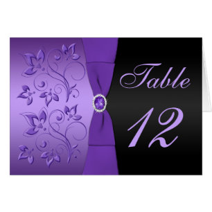 Purple and Black Floral Table Number Card