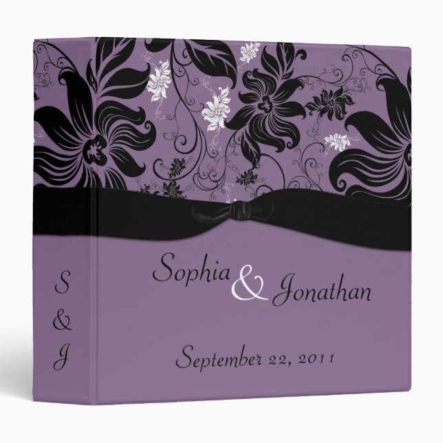 Purple and Black Floral Wedding Binder (Front/Spine)