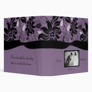Purple and Black Floral Wedding Binder
