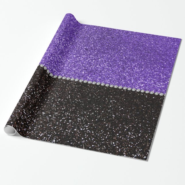 Purple and black glitter wrapping paper (Unrolled)