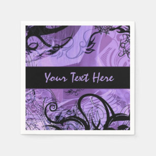 Purple and Black Goth Pattern Personalized Napkins