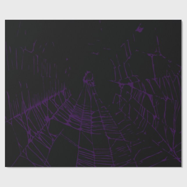 Purple and Black Goth Spiderweb Wrapping Paper (Flat)