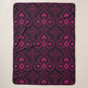 Purple and black gothic damask pattern sherpa blanket