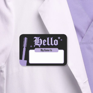 Purple and Black Gothic Hello My Name Is Lash Tag
