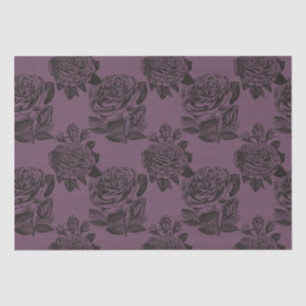 Purple and Black Gothic Roses Pattern Halloween Tissue Paper