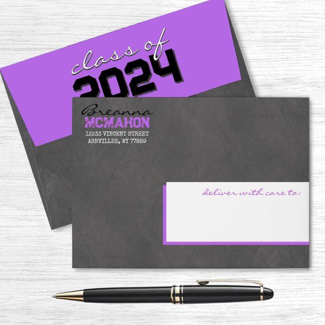 Purple and Black Graduation Chalkboard Envelopes (Creator Uploaded)