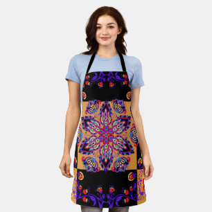 Purple and Black Graphic Artwork, Violet Nature Apron