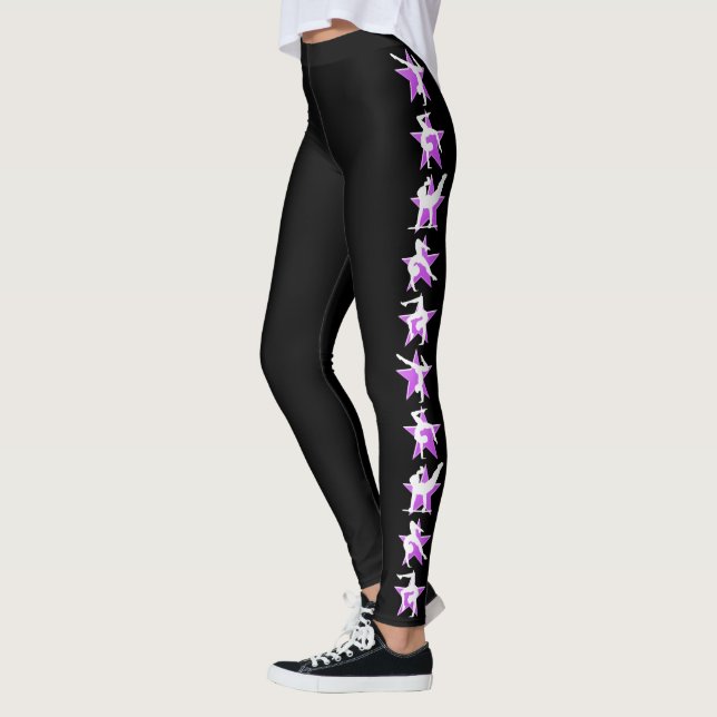 PURPLE AND BLACK GYMNASTICS LEGGINGS (Left)