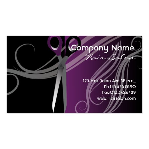 purple and black hair salon business cards | Zazzle