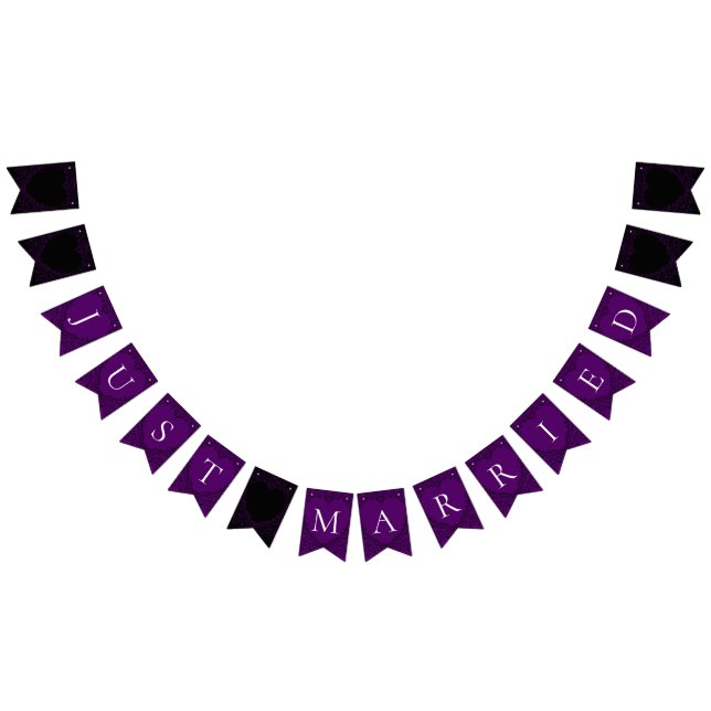 Purple and Black Heart Gothic Wedding Bunting Bunting Flags (All)