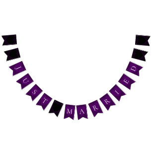 Purple and Black Heart Gothic Wedding Bunting Flags