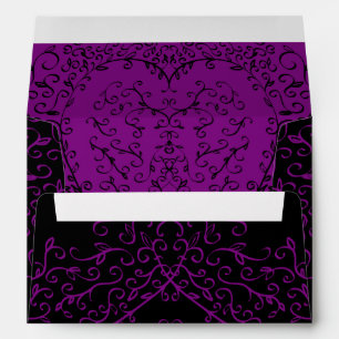 Purple and Black Heart Gothic Wedding Envelopes