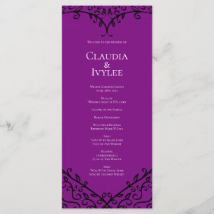 Purple and Black Heart Gothic Wedding Programs