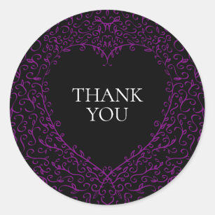 Purple and Black Heart Gothic Wedding Stickers