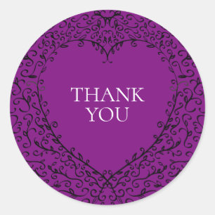 Purple and Black Heart Gothic Wedding Stickers
