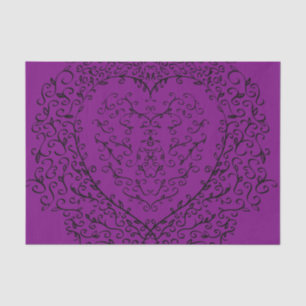 Purple and Black Heart Gothic Wedding Tissue Paper