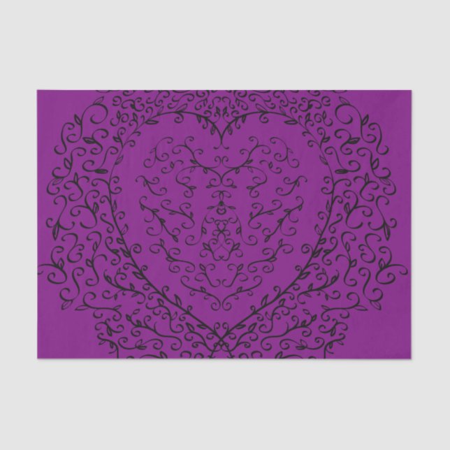 Purple and Black Heart Gothic Wedding Tissue Paper (Front)
