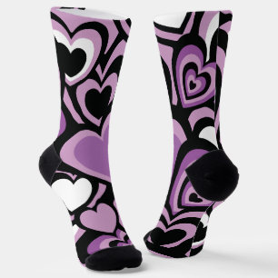 Purple and black heat seamless pattern socks