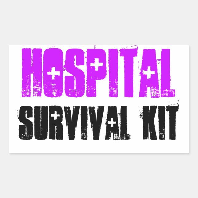Purple and Black Hospital Survival Kit Labels (Front)