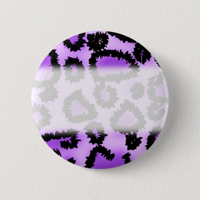 Purple and Black Leopard Print Pattern. 2 Inch Round Button (Front)