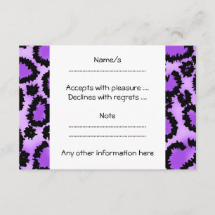 Purple and Black Leopard Print Pattern. RSVP Card