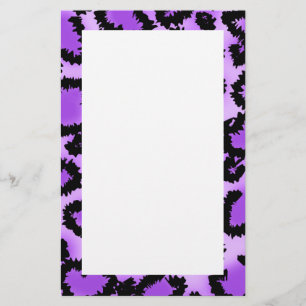Purple and Black Leopard Print Pattern. Stationery