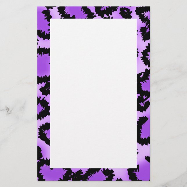 Purple and Black Leopard Print Pattern. Stationery (Front)