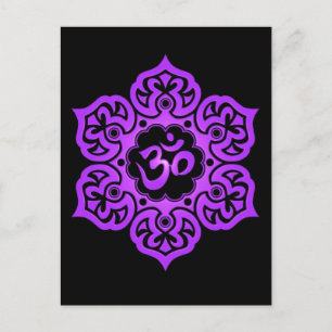 Purple and Black Lotus Flower Om Postcard