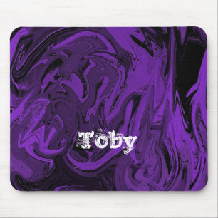 Purple and black marble polished mouse pad