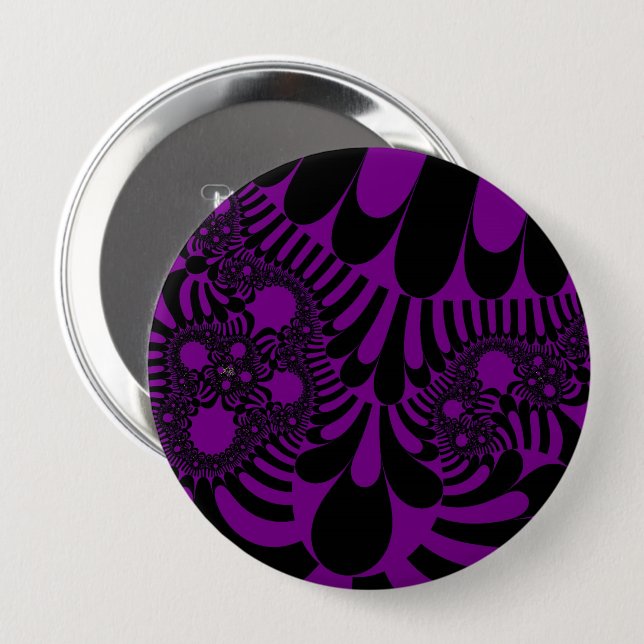 Purple and Black Mod 4 Inch Round Button (Front & Back)