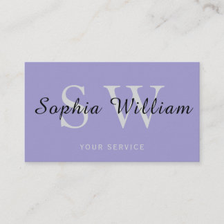 Purple and black monogram minimal modern Business Calling Card
