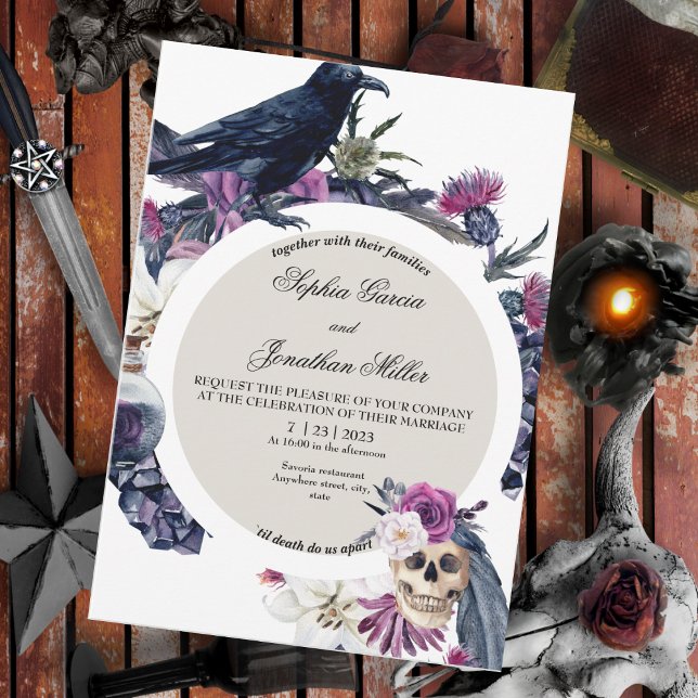 Purple and Black Moody Dark Wedding Invitation (Creator Uploaded)