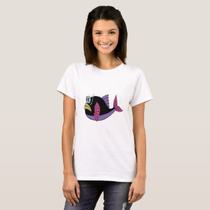 Purple and black multi colour puffer fish T-Shirt