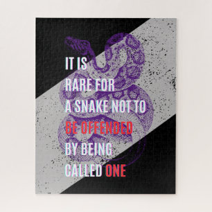 Purple and black Offended snakes sarcastic quote Jigsaw Puzzle
