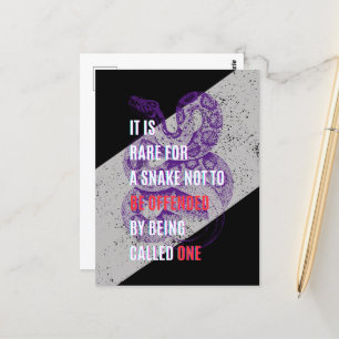 Purple and black Offended snakes sarcastic quote Postcard