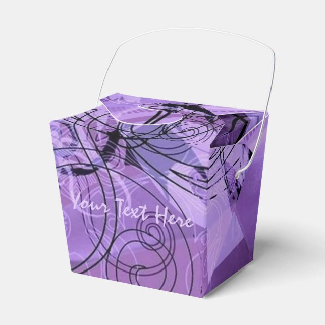 Purple and Black Pattern Take Out Favour Box (Front Side)