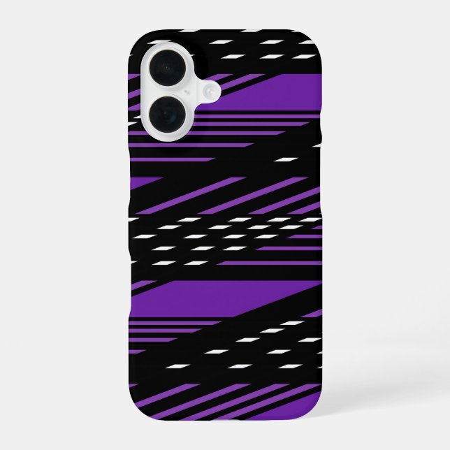 Purple and Black Patterned Iphone 16 Mobile Case (Back)