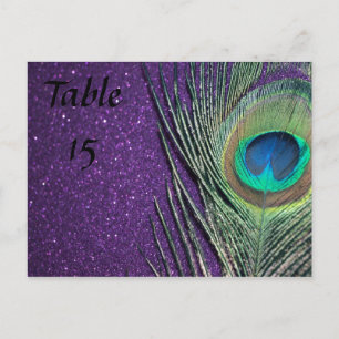 Purple and Black Peacock Wedding Table Numbers Postcard