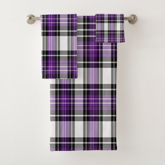 Purple And Black Plaid Bath Towel Set (Insitu)