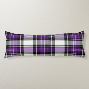 Purple And Black Plaid Body Pillow