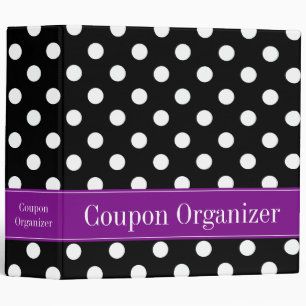 Purple and Black Polka Dot 2" Coupon Organizer Binder