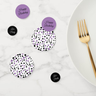 Purple and Black Polka Dot Birthday Confetti