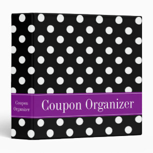 Purple and Black Polka Dot Coupon Organizer Binder