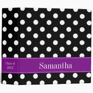 Purple and Black Polka Dot Personalized School Binder
